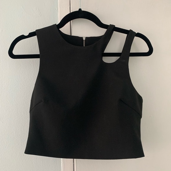 ELIZABETH & JAMES black crop double strap top S - Picture 2 of 4